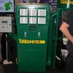 Over centre toggle latches latching panels on Green filter cleaning machine