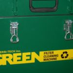 Over centre latches attached to Green filter cleaning machine