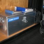 Toggle latch and catch plate attached to portable Truck tool box