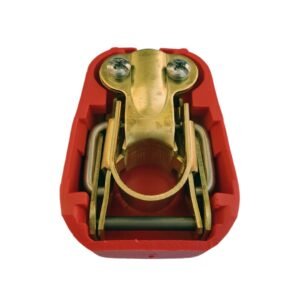 Quick release battery connector Red color cover to fit Positive battery pole for bolt on application.