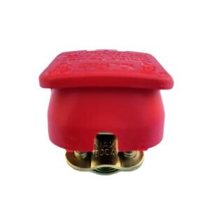 Quick release battery connector Red color cover to fit Positive battery pole for bolt on application.