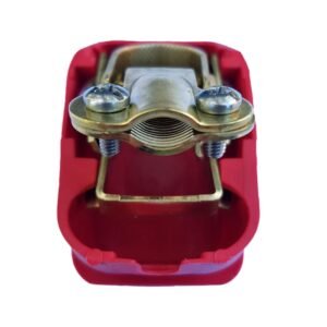 Set of Quick release battery connectors Red and blue color covers Positive & Negative for bolt on application.