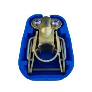 Quick release battery connector Blue color cover to lock on Negative battery pole for bolt on application.