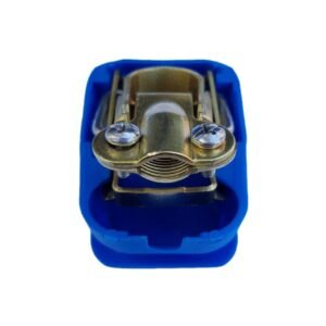 Quick release battery connector Blue color cover to lock on Negative battery pole for bolt on application.