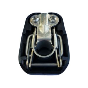 Quick release battery terminal clamp Black color cover for mounting on Negative battery pole for bolt on application.