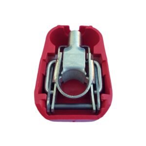 Snap-on Snap-off connector Red color cover to mount on Positive battery pole for crimp-down application.