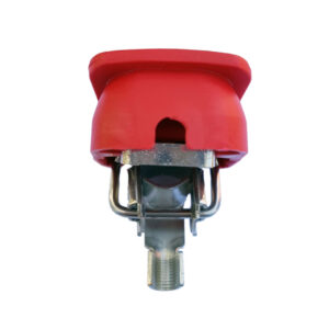 Snap-on Snap-off connector Red color cover to mount on Positive battery pole for crimp-down application.