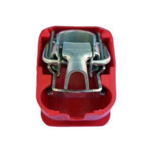 Snap-on Snap-off connector Red color cover to mount on Positive battery pole for crimp-down application.