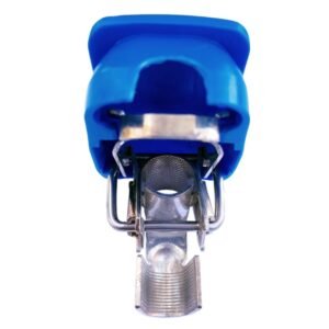 Quick release battery terminal clamp Blue color cover to lock on Negative battery pole for crimp-down application.