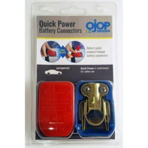 Set of Quick release battery connectors Red and blue color covers Positive & Negative for bolt on application.