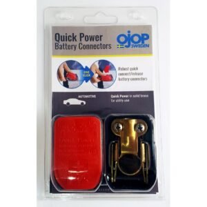 Set of Quick release battery clamps Red and black color covers Positive & Negative for bolt on application.