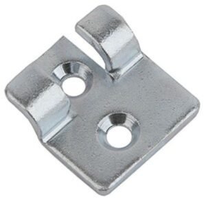 Catch plate Medium size Produced from Zinc plated Steel with Countersunk mounting holes.