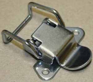 Draw latch Small size Steel straight holes with Wide base plate and bent Wire link loop