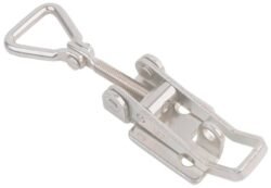 Stainless steel latch Medium size countersunk holes with Hinged Triangle screw loop