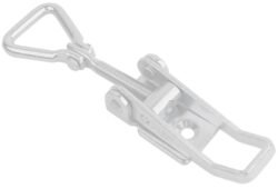 Chrome plated adjustable Tension latch Medium size countersunk holes narrow base plate with Hinged Triangle screw loop