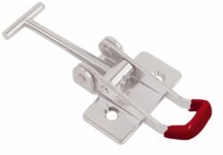 Over centre Stainless steel latch Medium size countersunk holes with T screw and red color rubber handle