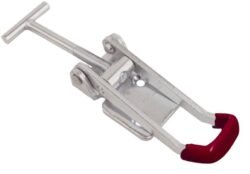 Stainless steel Latch Large size countersunk holes with red rubber coated handle and T screw