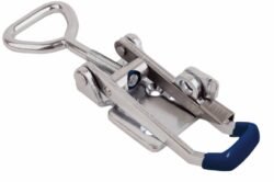 Latch Stainless steel Medium size countersunk holes with Triangle screw loop safety catch friction ring and blue rubber handle