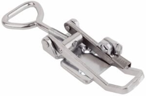 Stainless steel Toggle latch Adjustable length Large size countersunk holes with Triangle screw loop and safety catch