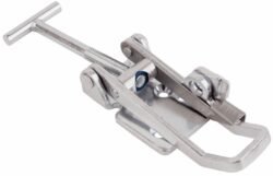 Stainless steel latch Medium size countersunk holes with T screw safety catch and friction ring