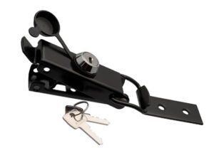Black Draw latch Large size base plate with countersunk holes with Lock