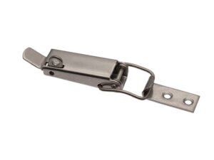 Draw latch produced from Zinc plated Small size Countersunk holes Padlocable
