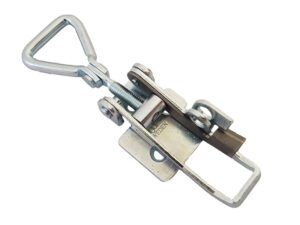 Toggle latch Small size countersunk holes with Hinged Triangle screw loop and safety catch