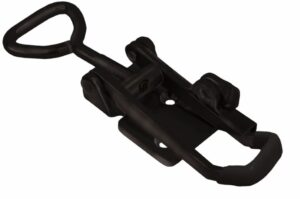 Black Toggle latch Large size countersunk holes with Triangle screw loop safety catch and black rubber handle